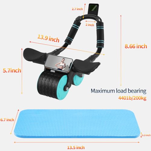 Ab Roller Wheel with Timer & Knee Mat, Home Workout Equipment U107095