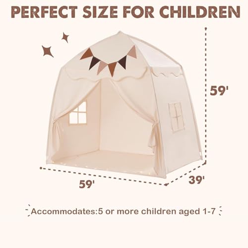 Extra Large Kids Play Tent with Star Lights, Portable & Foldable Teepee B40178