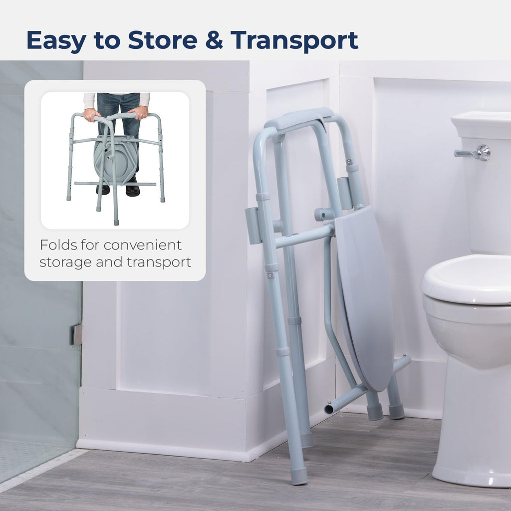 Drive Medical Bariatric Commode Chair with Arms, Gray L7901