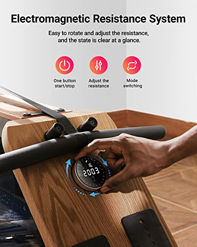 MERACH Foldable Wooden Rowing Machine with Electromagnetic Resistance D424