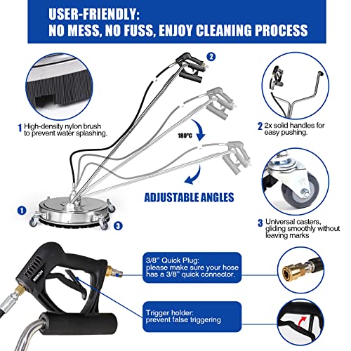 Pressure Washer Surface Cleaner 22" 4500PSI Stainless Steel with Wheels Z552319