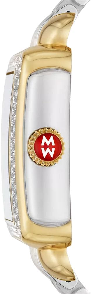 MICHELE Deco Madison Two-Tone Steel Diamond Purple MOP Dial Rectangle Women's Watch K960
