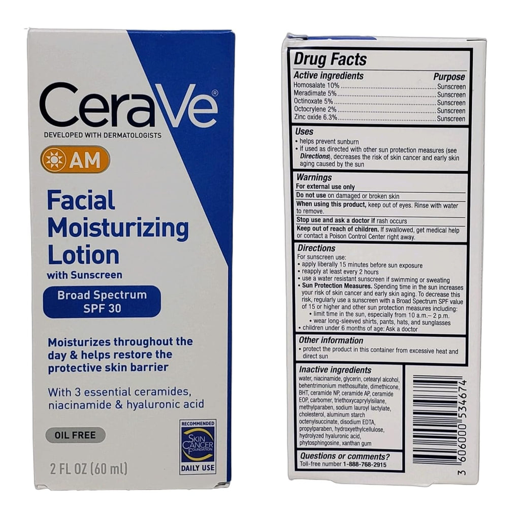 CeraVe Daily Moisturizing Lotion Bundle - AM & PM Facial Set, 8 fl oz Total M898900