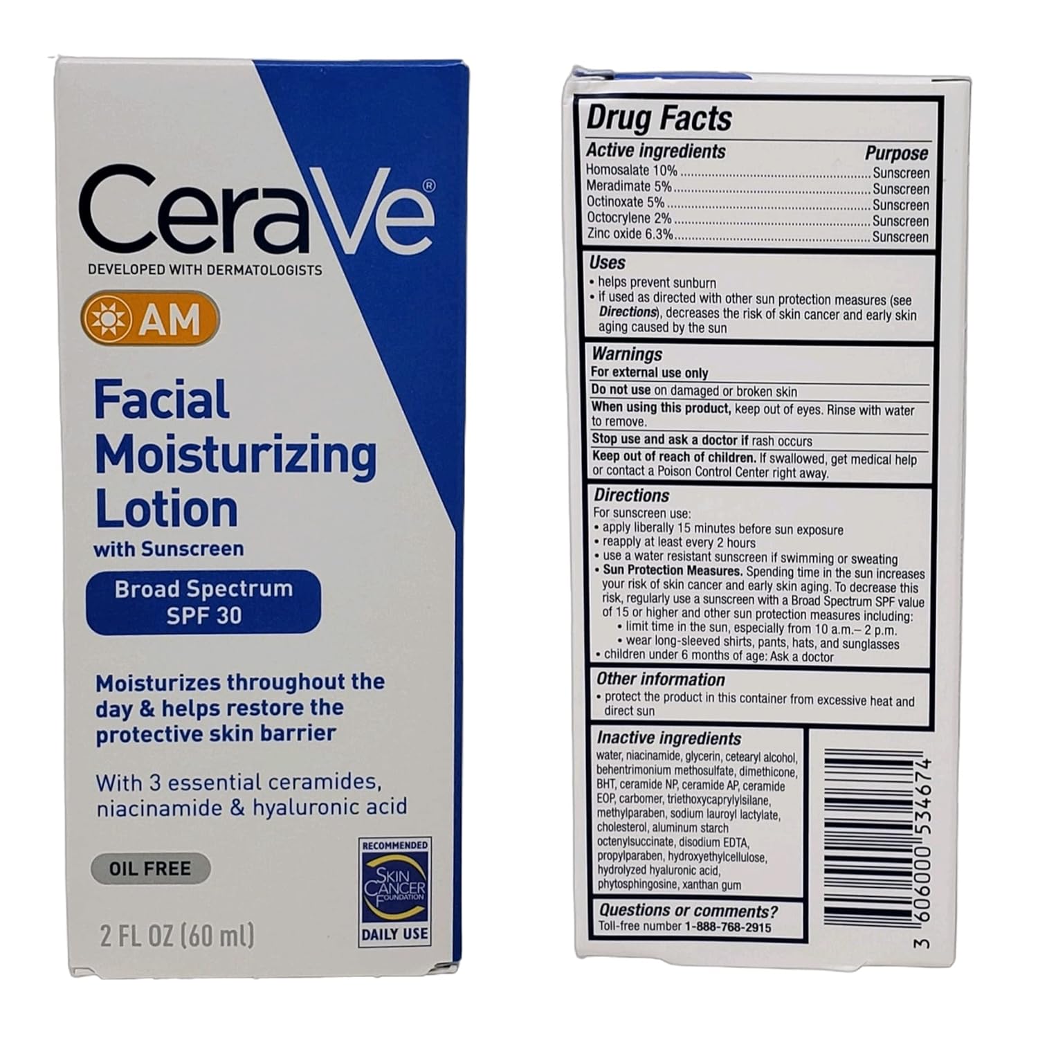 CeraVe Daily Moisturizing Lotion Bundle - AM & PM Facial Set, 8 fl oz Total M898900