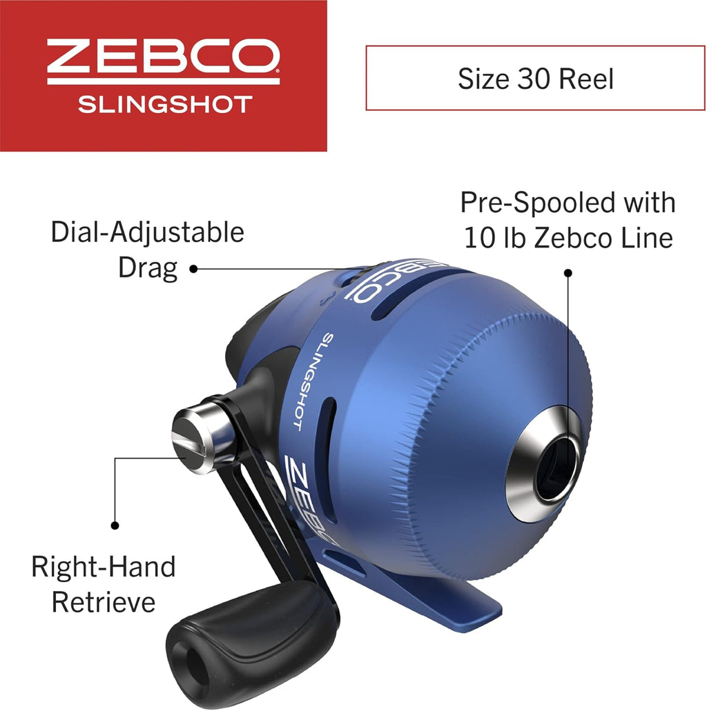 Zebco Slingshot Spincast Reel and Fishing Rod Combo, 5-Foot 6-Inch 2-Piece Pole U50235