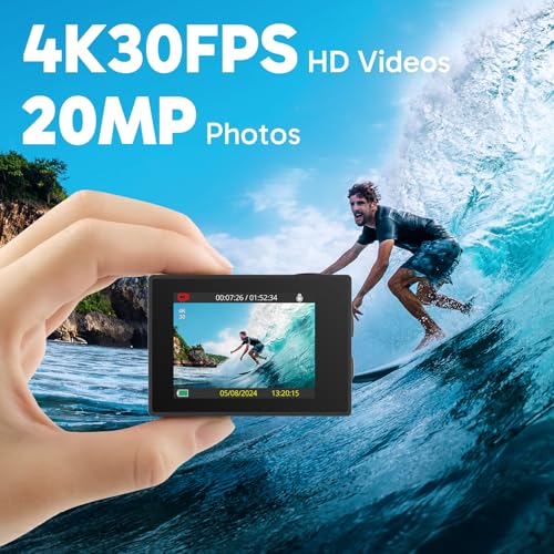 AKASO EK7000 4K30fps Action Camera with 128GB MicroSDXC Card Bundle N9066