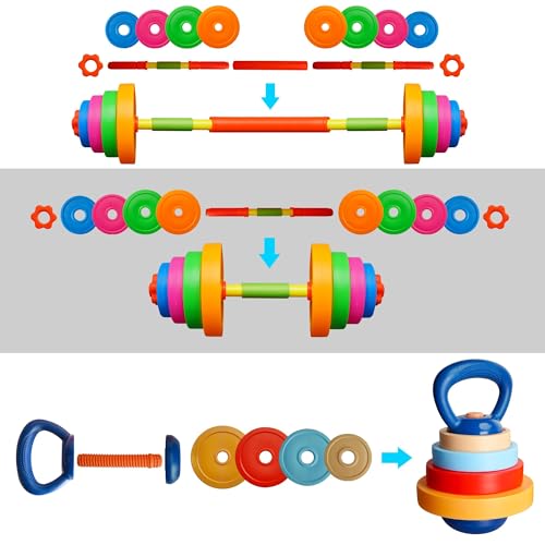 Kids Adjustable Weight Set Toy Barbell Dumbbell Kettlebell L68425