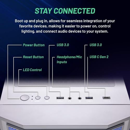 Skytech Gaming Blaze 3.0 Gaming PC Desktop, AMD Ryzen 5 3600, RTX 3060 12GB, 16GB DDR4, 1TB SSD, White J6243