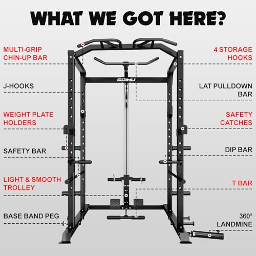 C1-V4 Power Cage with LAT Pulldown, Multi-Function Weight Cage for Home Gym G4781