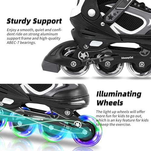 MammyGol Adjustable Kids Inline Skates with Light Up Wheels B35822