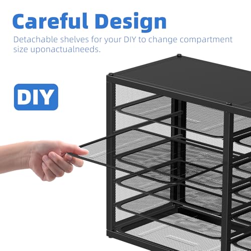 Simple Trending 14 Tier Rolling File Cart with Sliding Trays, Black C4528