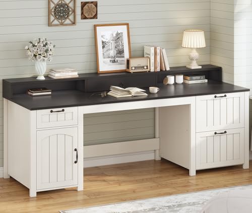 SEDETA Farmhouse 63" Executive Desk with File Drawer and Monitor Stand O784