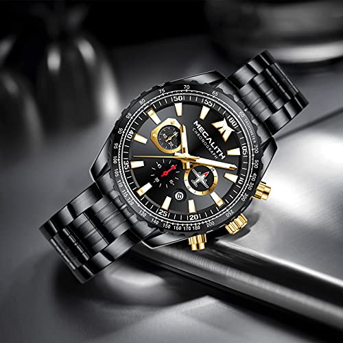 MEGALITH Men's Pilot Watch Analog Quartz Chronograph Waterproof 46mm K900128