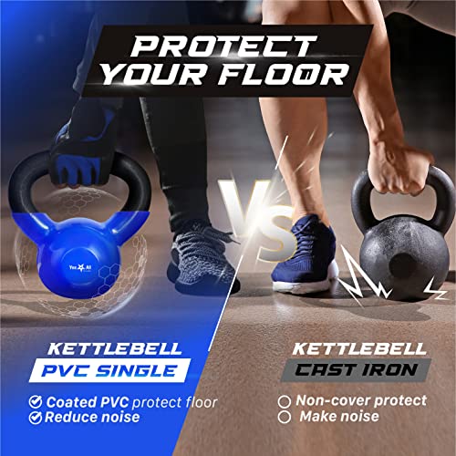Yes4All 5-100 LB Vinyl Coated Cast Iron Kettlebells M964803