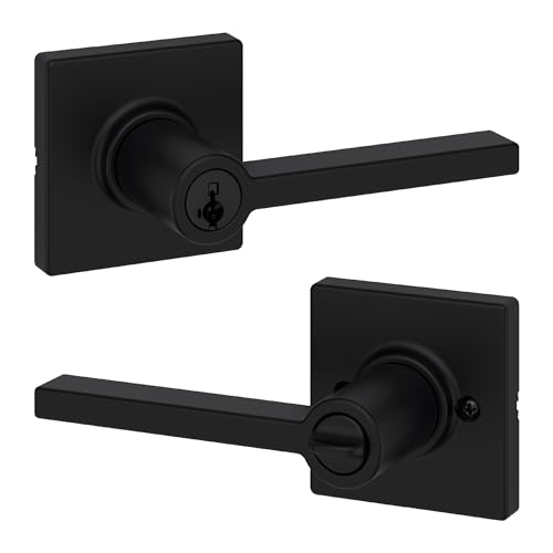 Kwikset Casey Interior Privacy Door Handle with Lock 10 Pack, Matte Black G103018
