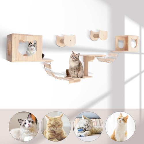 Cat Wall Furniture with Shelves, Scratching Posts, and Perches Q292287
