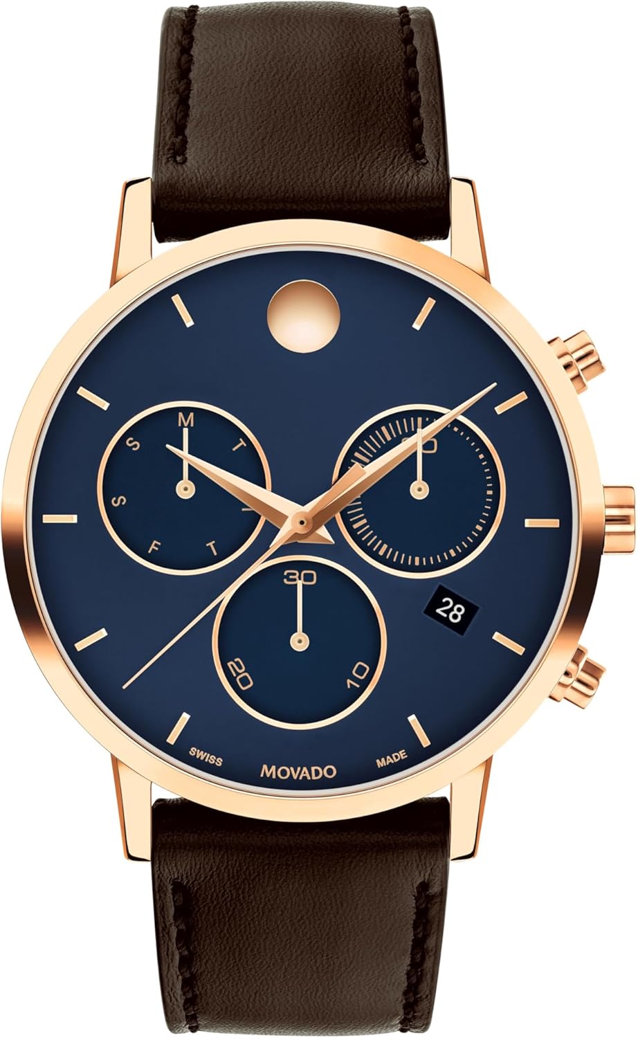 Movado Museum Classic Men's Watch - Swiss Quartz Chronograph Movement, Calfskin Strap - 3 ATM Water Resistance - Classic, Luxury Fashion Timepiece for Him - 42mm