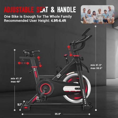CHAOKE Exercise Bike for Home, 330lbs Capacity Indoor Cycling Bike T612788
