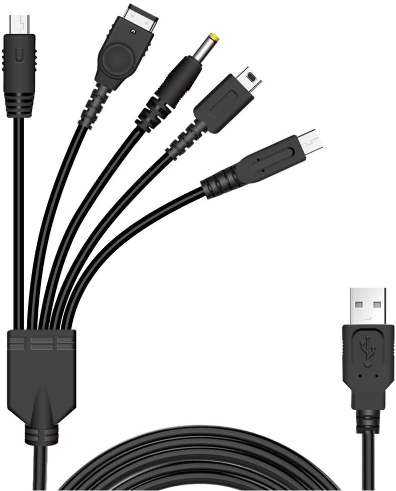 Xahpower 5 in 1 USB Charger Cable for Nintendo DS Lite/Wii U/New 3DS XL,3DS XL,2DS,Dsi XL,NDS/GBA SP(gameboy advance sp),PSP 1000 2000 3000