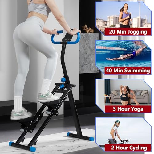 Folding Stair Stepper for Home Gym, Adjustable Handlebar & Pedals, 300LBS Load W2967