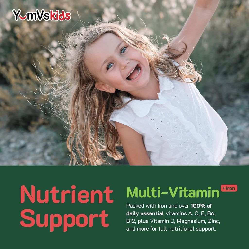 YumVs Complete Kids Multivitamin with Iron, Chewable, Kosher, Gluten Free, 120 Tablets O148