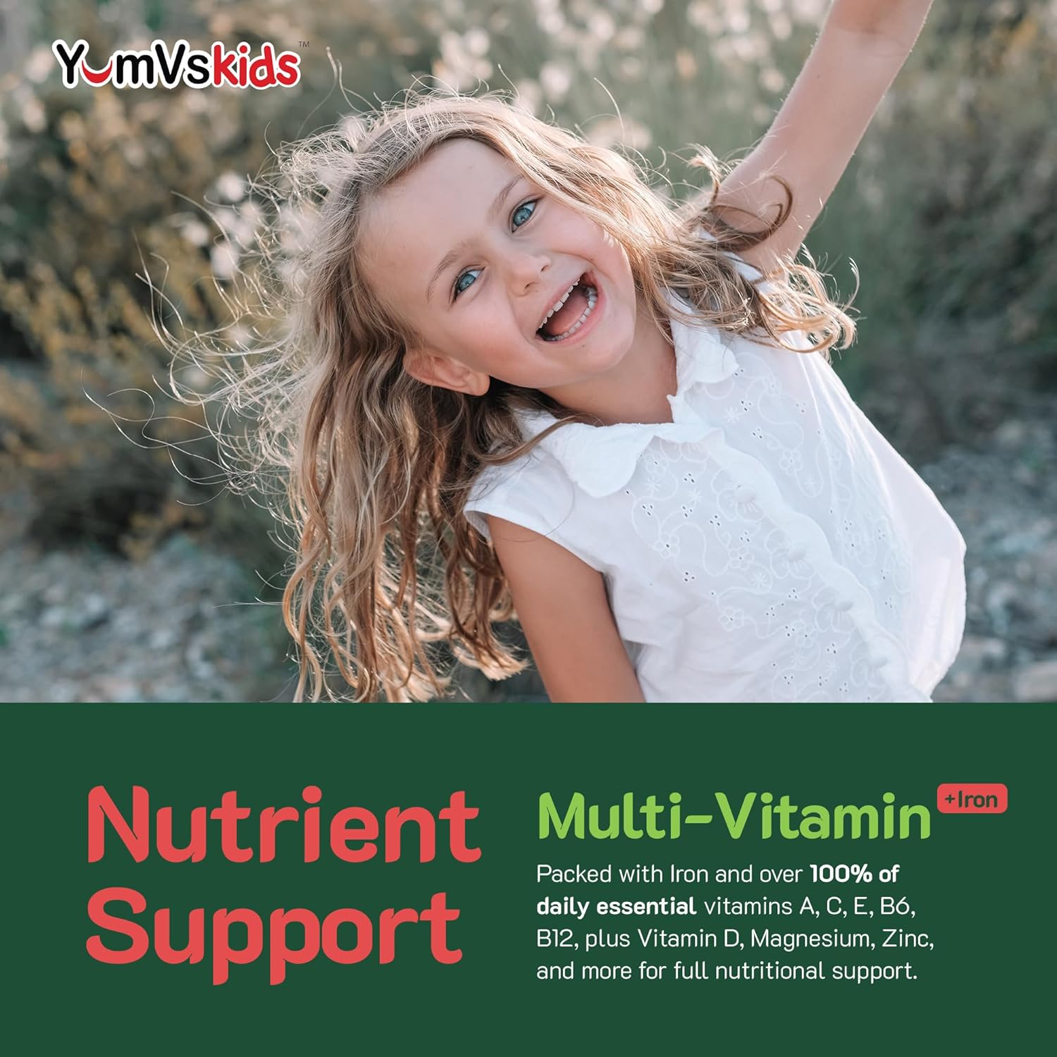 YumVs Complete Kids Multivitamin with Iron, Chewable, Kosher, Gluten Free, 120 Tablets O148