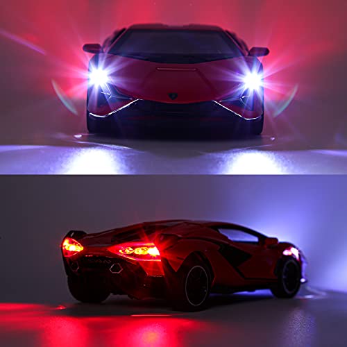 SASBSC Lambo Sian FKP3 Metal Model Car with Light and Sound Pull Back Toy, Blue W36121