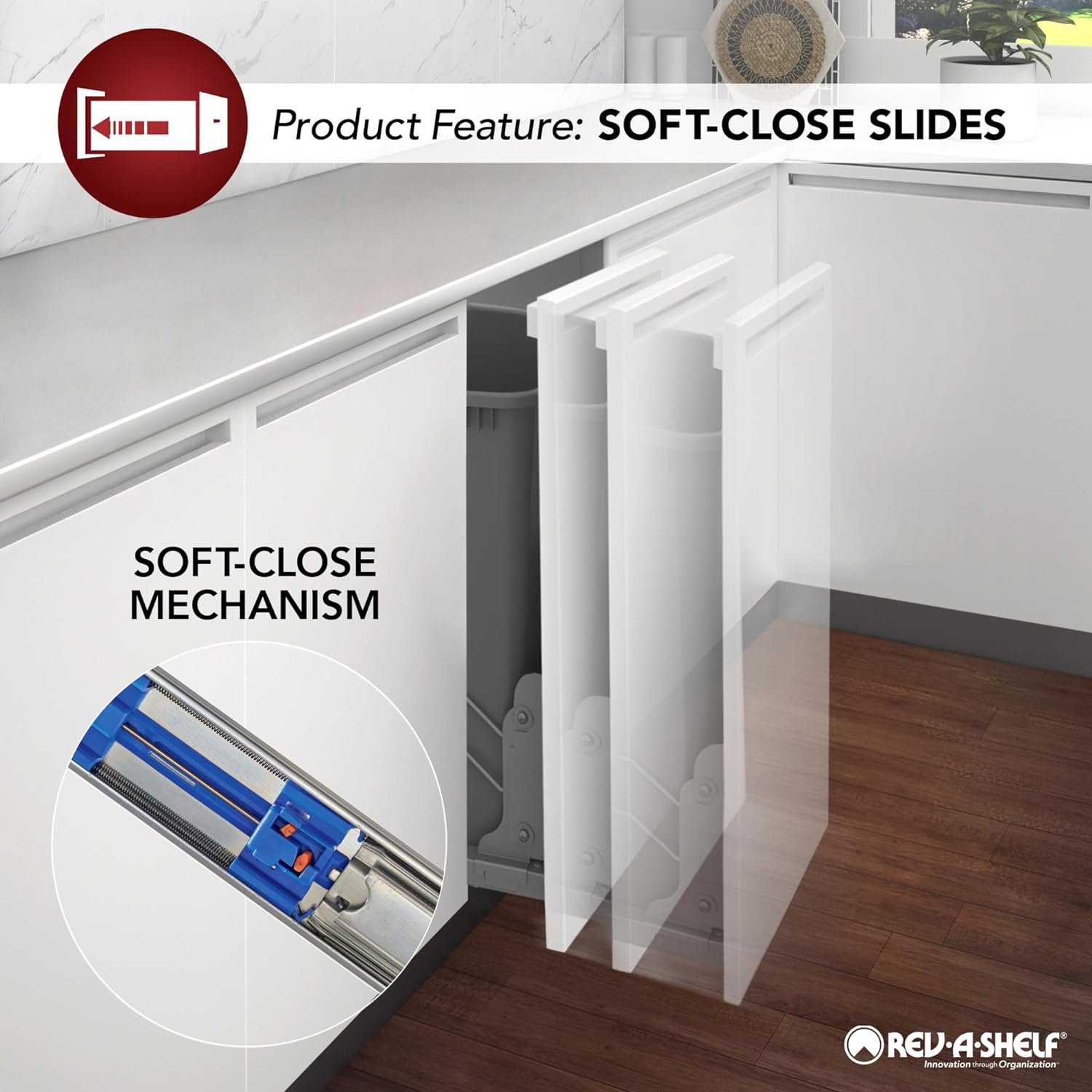Rev-A-Shelf Wood Base Cabinet Knife Block Pull Out Organizer A844